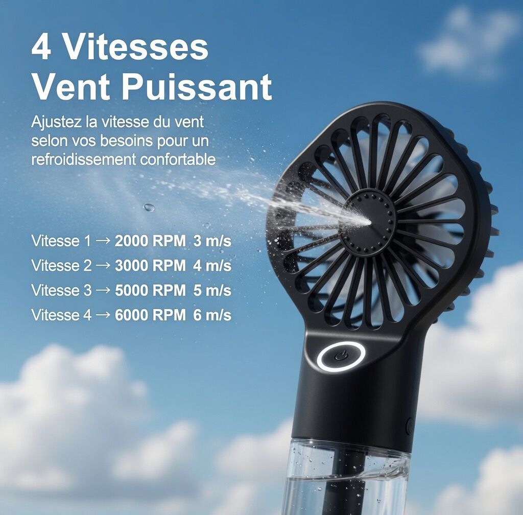 Ventilateur Brumisateur Rechargeable Ultra Compact